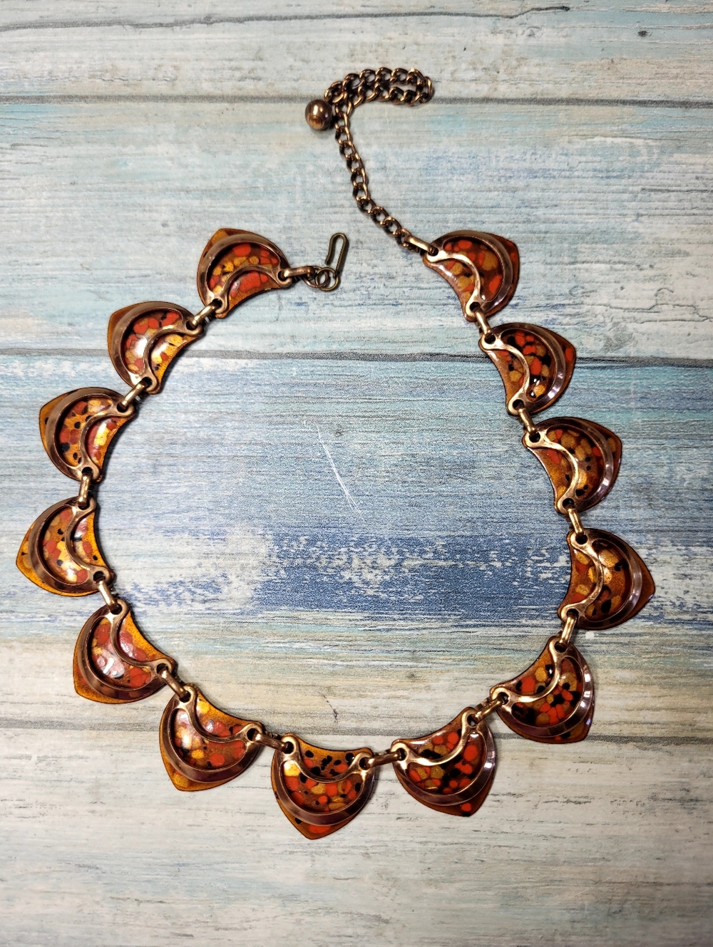 Amber Orange Enamel  Necklace